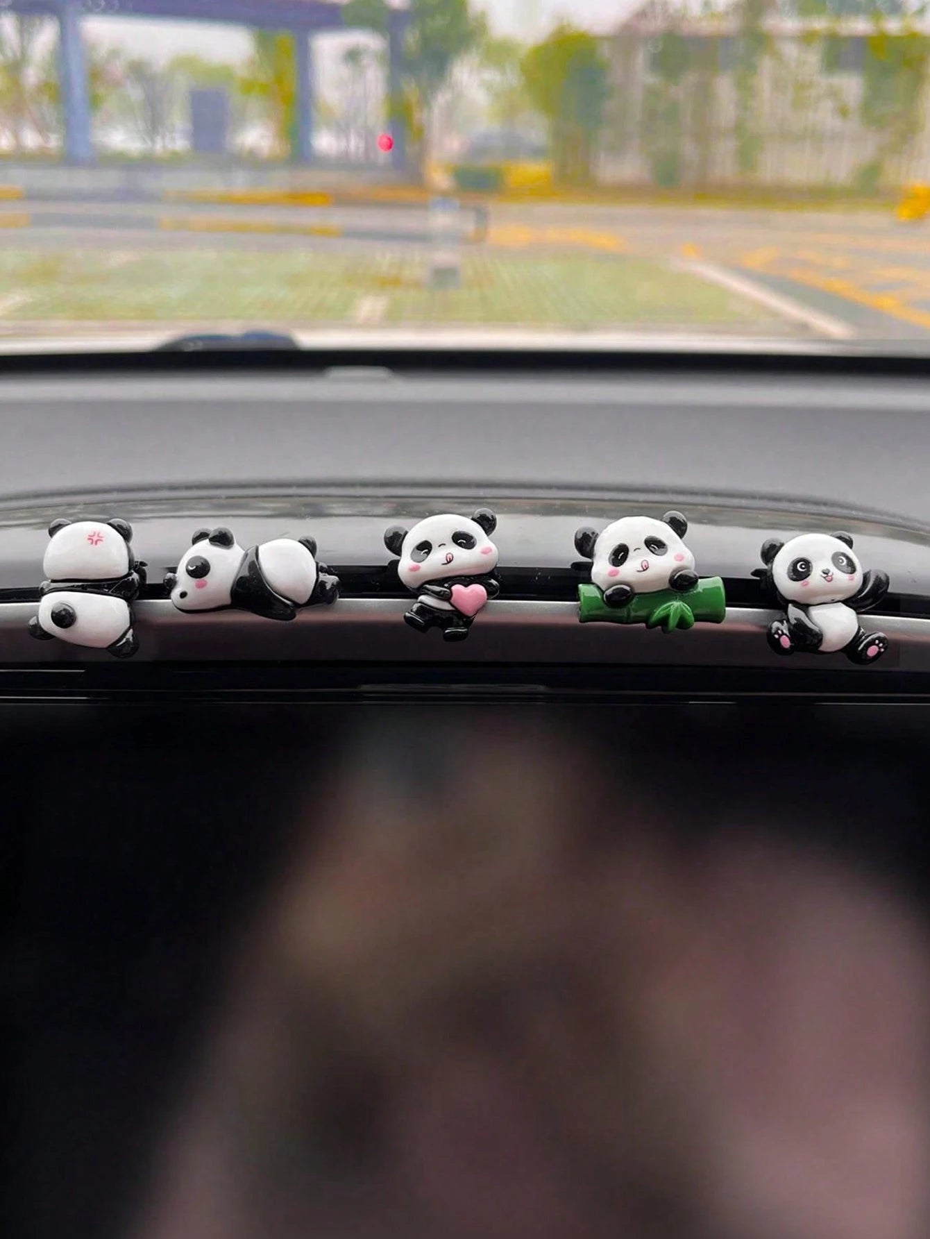 5pcs Car Ornament Cartoon Creative Panda Screen Central Control Car Interior Decoration Products