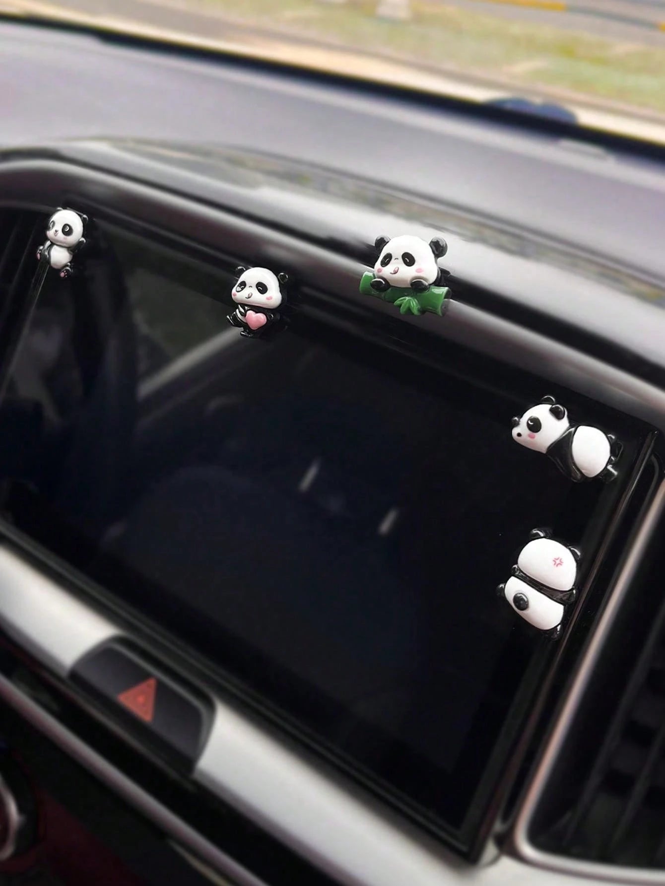5pcs Car Ornament Cartoon Creative Panda Screen Central Control Car Interior Decoration Products