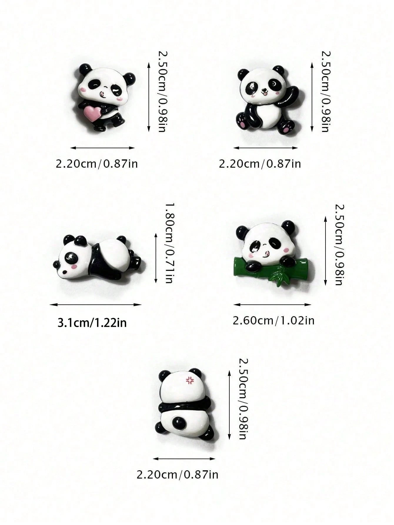 5pcs Car Ornament Cartoon Creative Panda Screen Central Control Car Interior Decoration Products