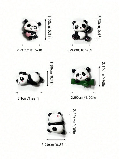 5pcs Car Ornament Cartoon Creative Panda Screen Central Control Car Interior Decoration Products