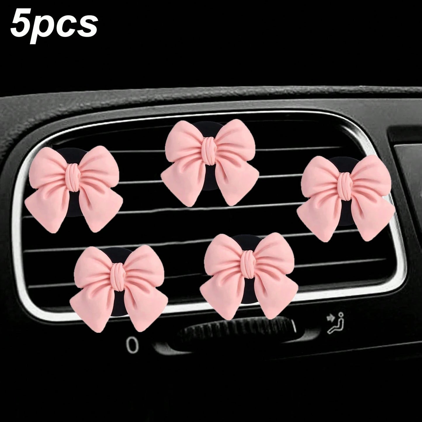 5pcs Cute ABS Resin Bowknot Car Air Vent Clip Fragrance Diffuser, Air Freshener Decor For Girls