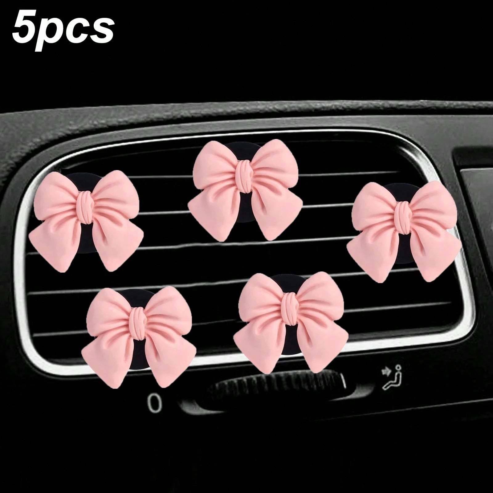 5pcs Cute ABS Resin Bowknot Car Air Vent Clip Fragrance Diffuser, Air Freshener Decor For Girls