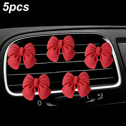 5pcs Cute ABS Resin Bowknot Car Air Vent Clip Fragrance Diffuser, Air Freshener Decor For Girls