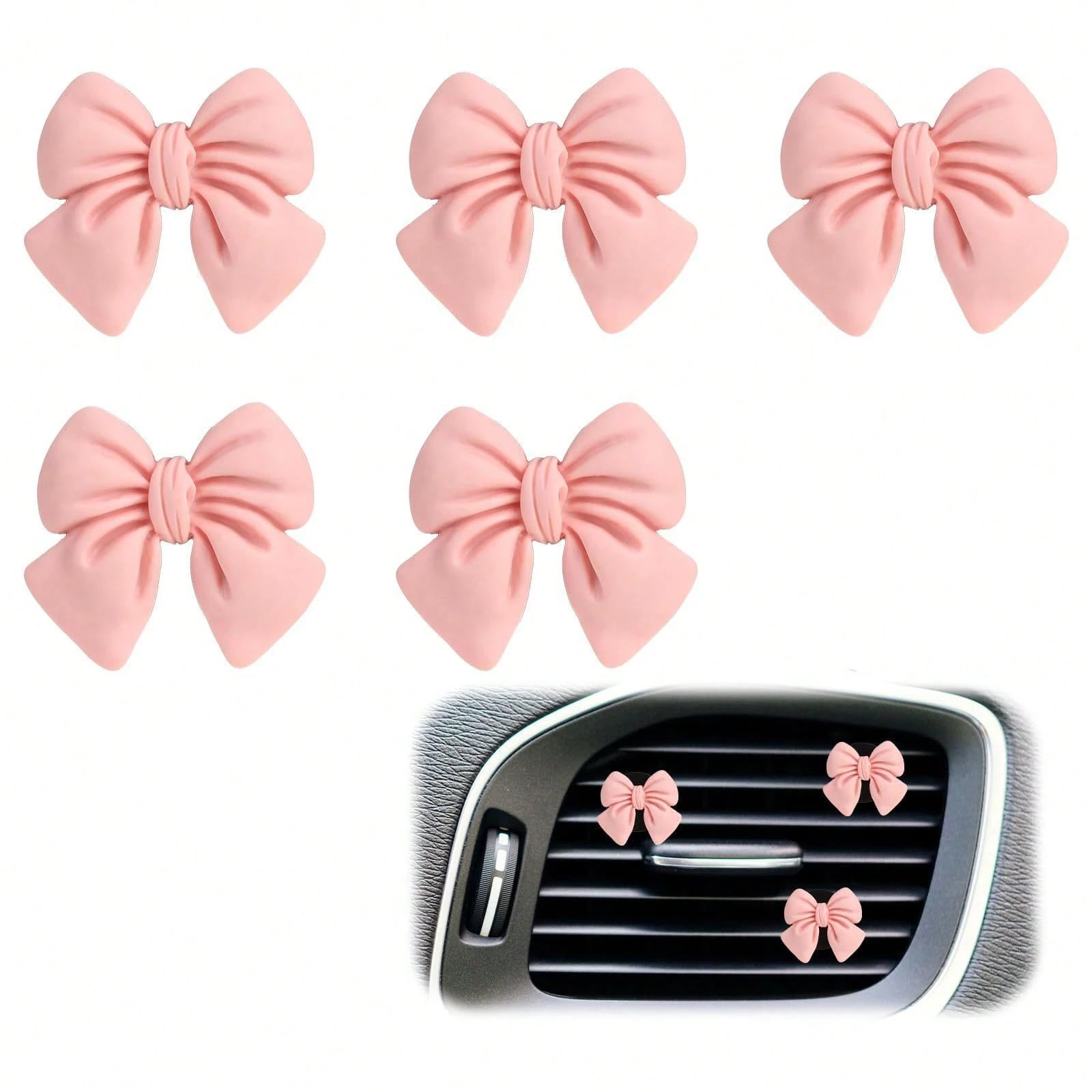 5pcs Cute ABS Resin Bowknot Car Air Vent Clip Fragrance Diffuser, Air Freshener Decor For Girls