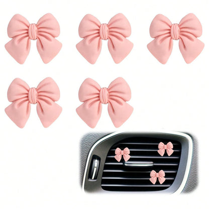 5pcs Cute ABS Resin Bowknot Car Air Vent Clip Fragrance Diffuser, Air Freshener Decor For Girls