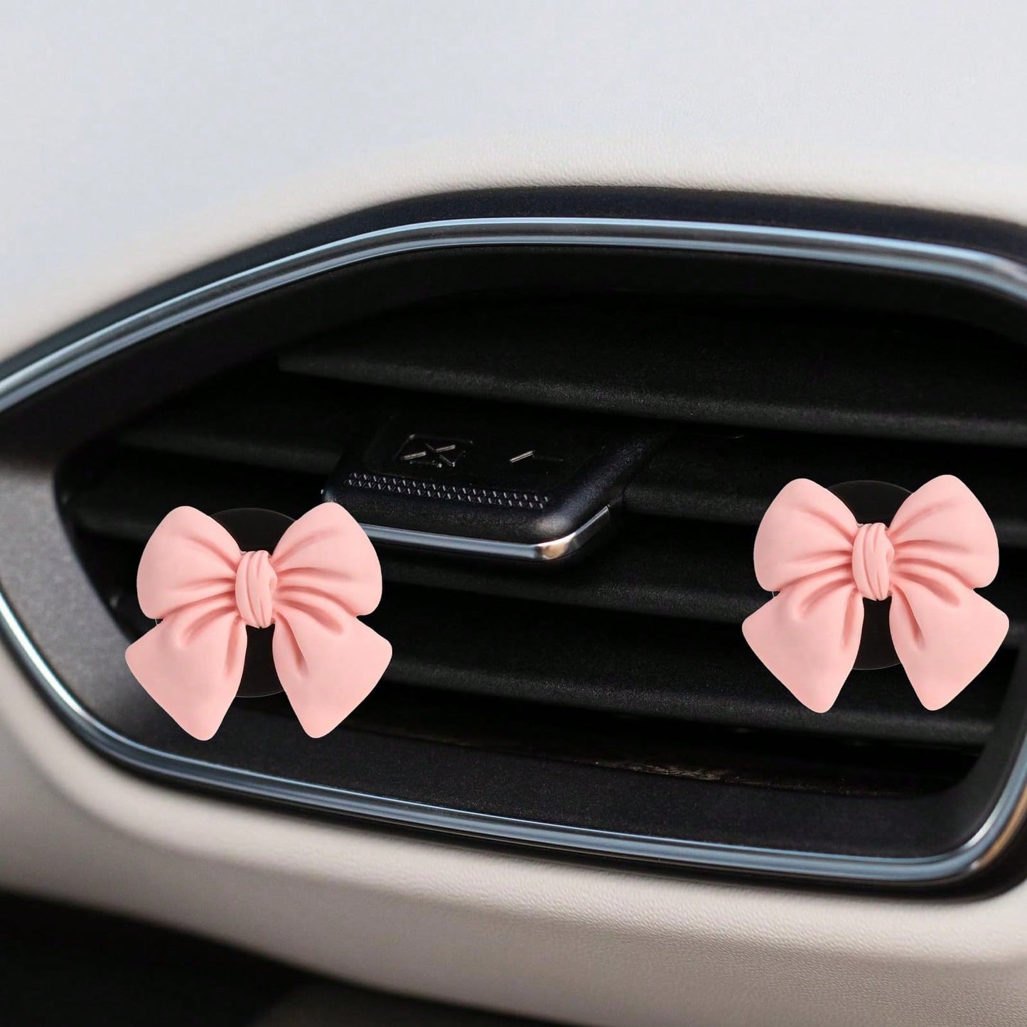 5pcs Cute ABS Resin Bowknot Car Air Vent Clip Fragrance Diffuser, Air Freshener Decor For Girls