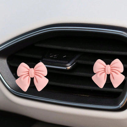 5pcs Cute ABS Resin Bowknot Car Air Vent Clip Fragrance Diffuser, Air Freshener Decor For Girls