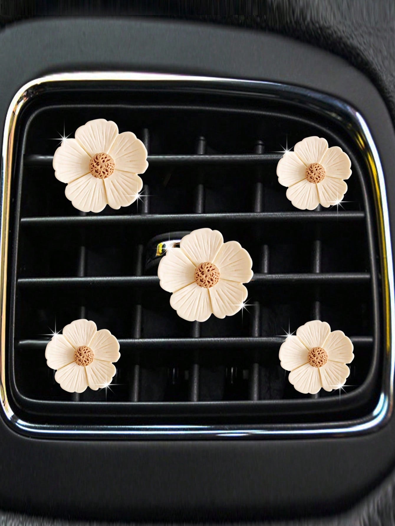 5pcs Cute Daisy Five-Petal Flower Car Air Vent Fragrance Clip Interior Flower Freshener Car Aromatherapy Decorative Accessories
