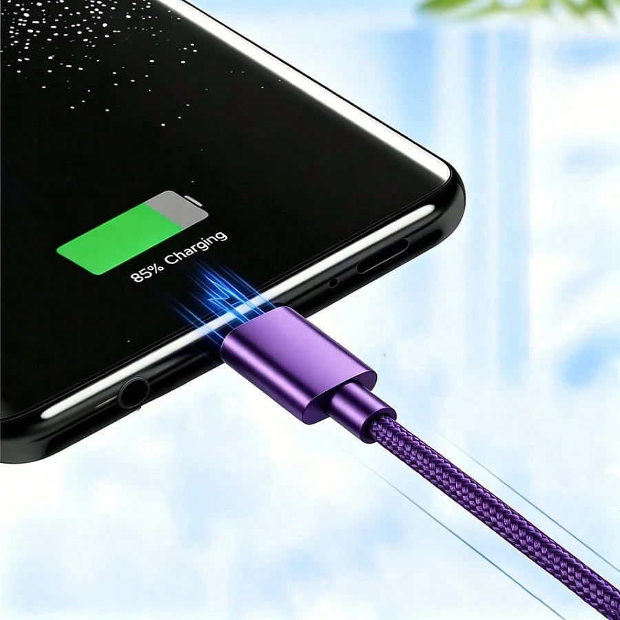 5pcs Fast Charging USB-A To Type-C Charging Cable, Suitable For Android Phones, Nylon Braided, Durable Phone Charging Cable, 1m Length, Compatible With IPhone, And Other Android Phones And Type-C Devi
