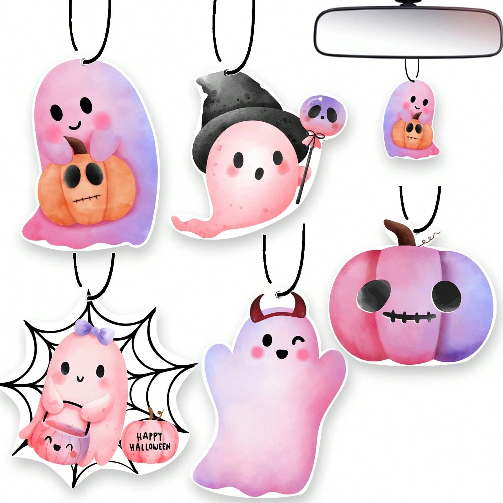 5pcs Inspirational Car Air Freshener Cute Pink Bow Coquette Bible Verses Automotive Accessories Car Interior Hanging Scents Mirror Decor For Women Teen Girls