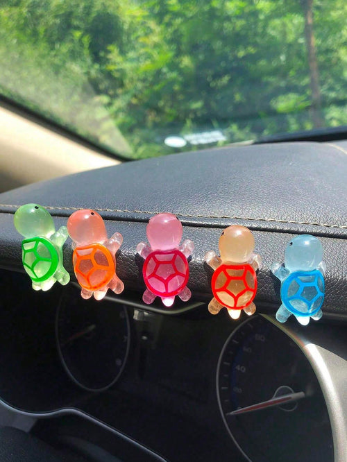 5pcs Night Light Turtle Instrument Panel Decoration- Resin Car Interior, Fashionable Car Interior Night Light Turtle Decoration Accessories