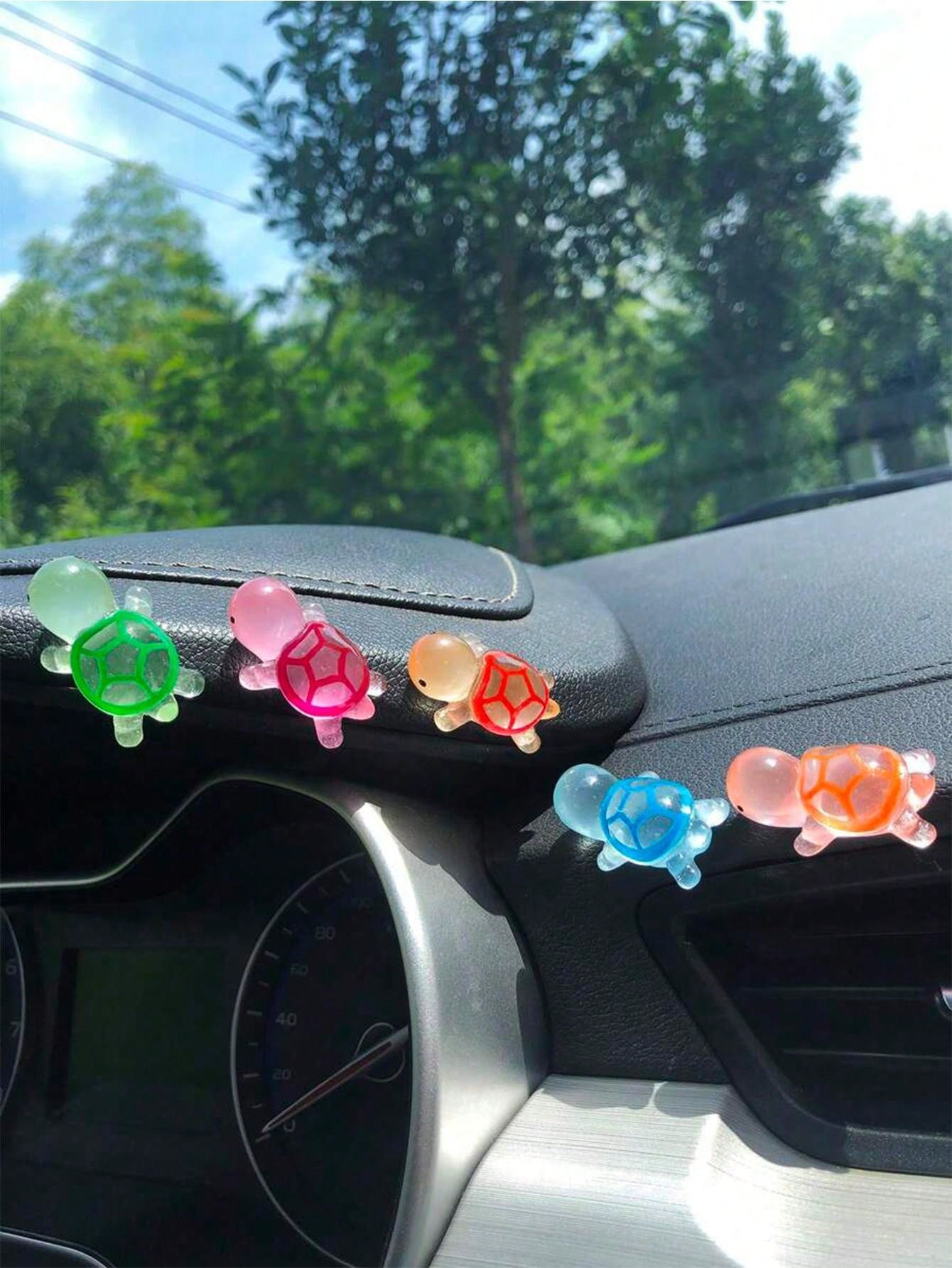 5pcs Night Light Turtle Instrument Panel Decoration- Resin Car Interior, Fashionable Car Interior Night Light Turtle Decoration Accessories