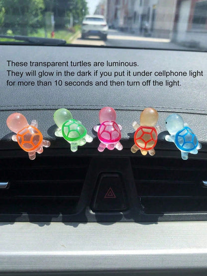 5pcs Night Light Turtle Instrument Panel Decoration- Resin Car Interior, Fashionable Car Interior Night Light Turtle Decoration Accessories