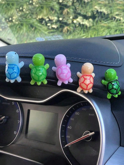 5pcs Night Light Turtle Instrument Panel Decoration- Resin Car Interior, Fashionable Car Interior Night Light Turtle Decoration Accessories