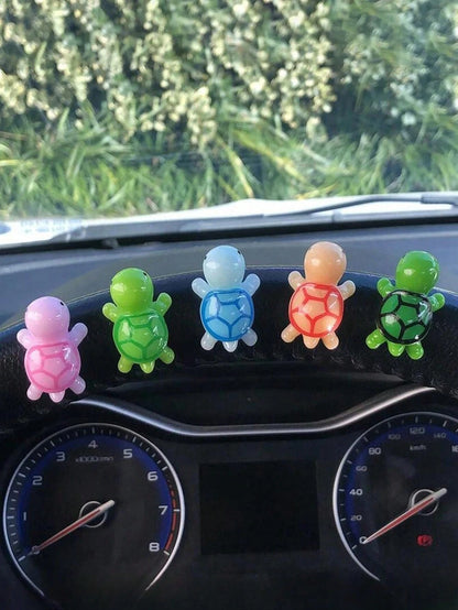 5pcs Night Light Turtle Instrument Panel Decoration- Resin Car Interior, Fashionable Car Interior Night Light Turtle Decoration Accessories