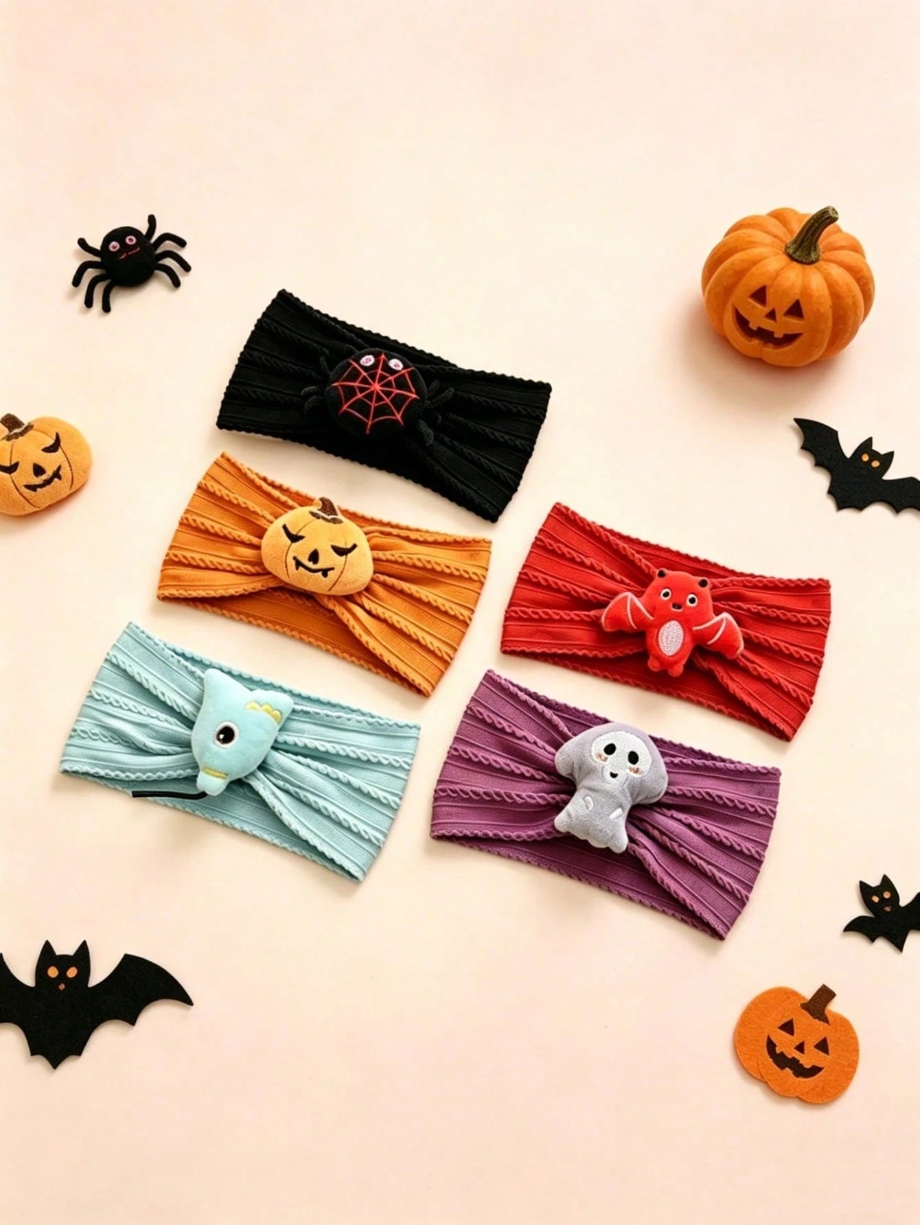 5pcs/Pack Baby Halloween Themed Headbands, Soft & Elastic, Breathable, Suitable For All Seasons, Perfect Gift, Ideal For Photo Shoots