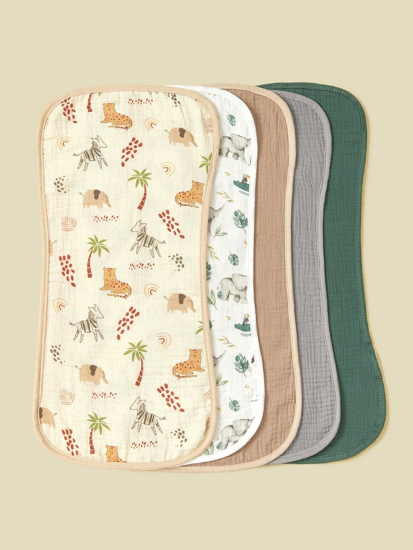 5pcs/Pack Cotton Muslin Bibs For Baby Boys Girls, Floral & Whale Print Burp Cloths, Soft & Versatile