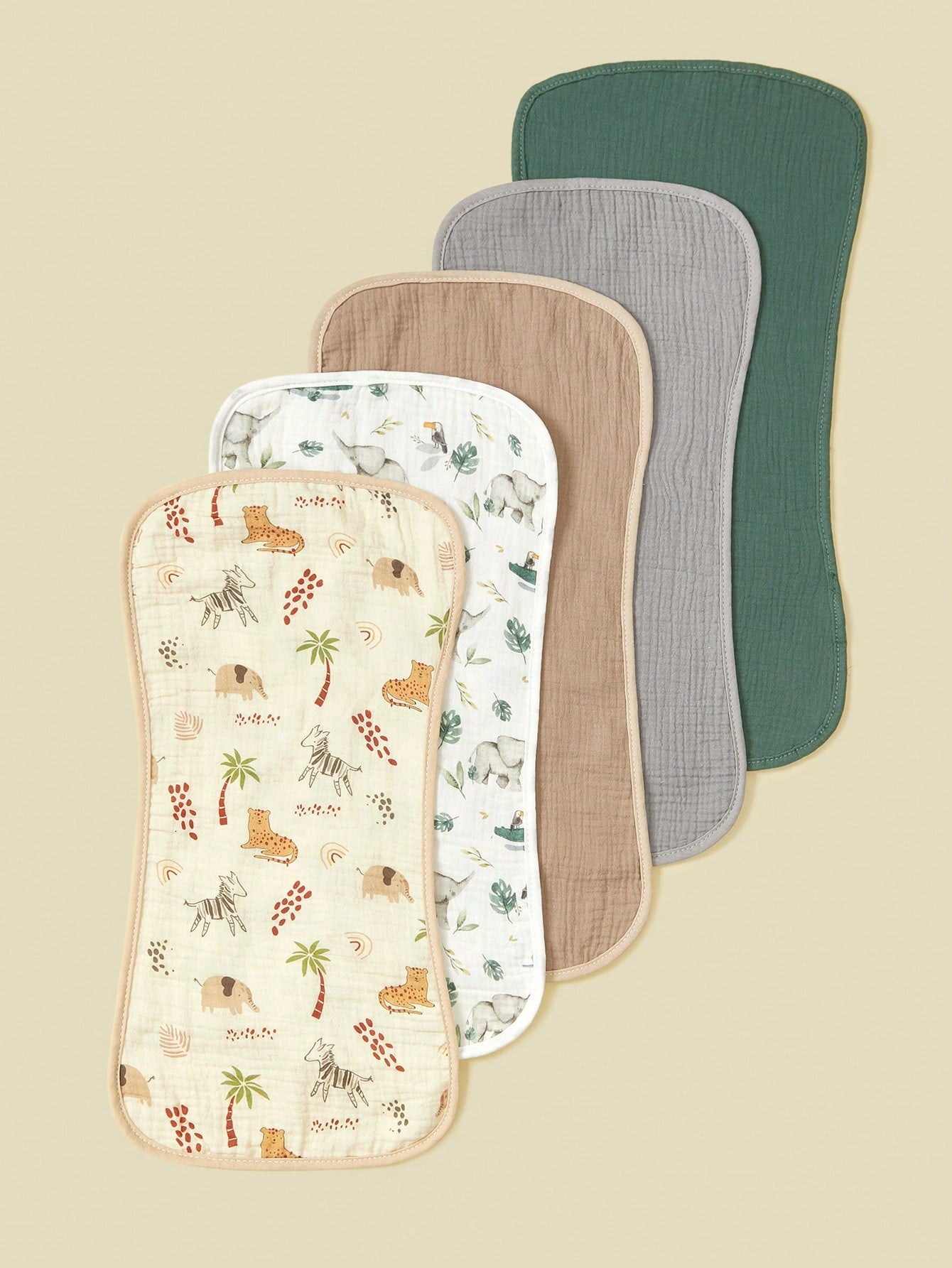 5pcs/Pack Cotton Muslin Bibs For Baby Boys Girls, Floral & Whale Print Burp Cloths, Soft & Versatile