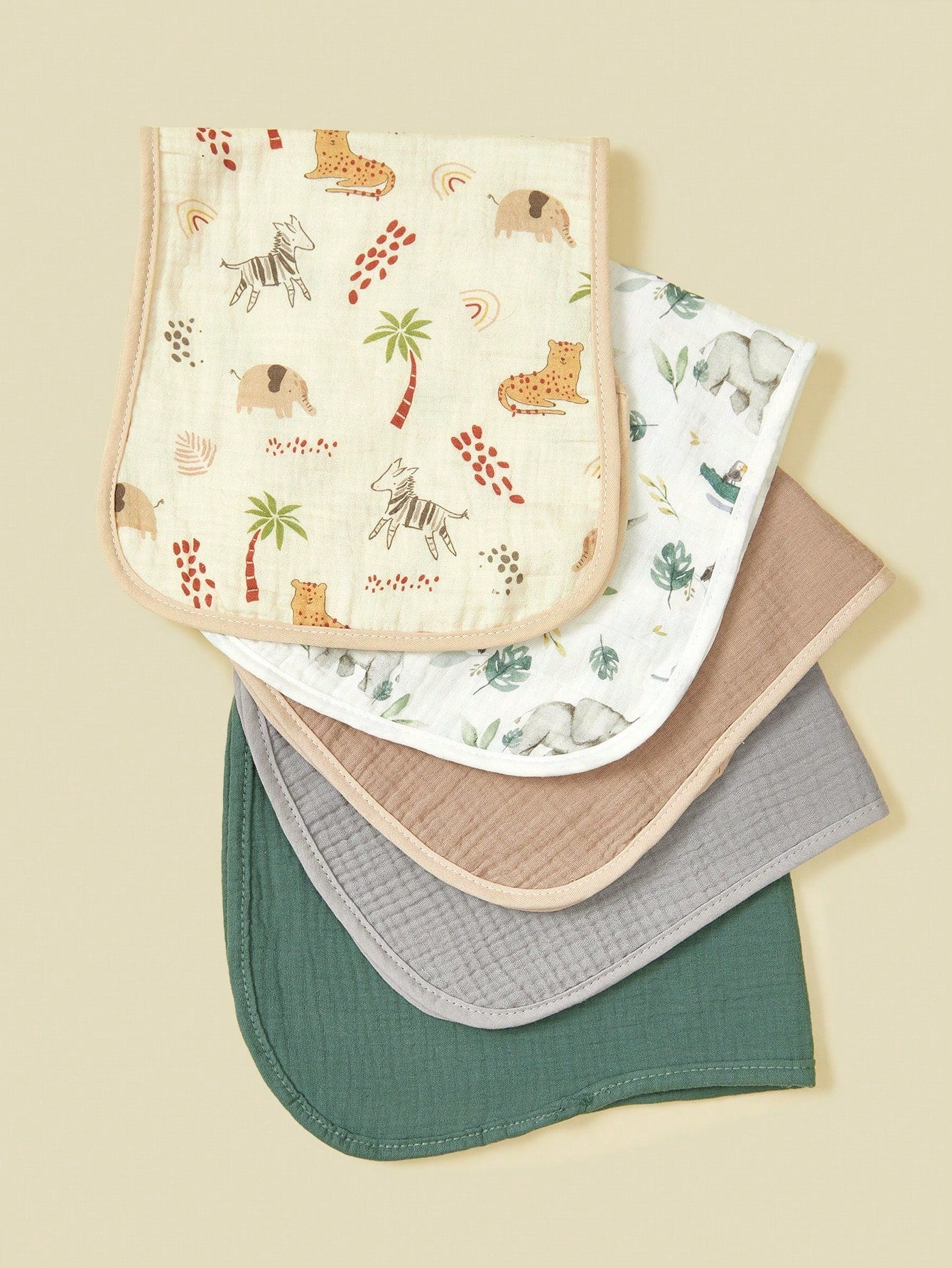 5pcs/Pack Cotton Muslin Bibs For Baby Boys Girls, Floral & Whale Print Burp Cloths, Soft & Versatile
