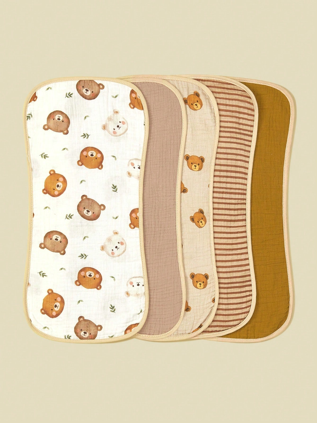 5pcs/Pack Soft Cotton Muslin Baby Bibs For Boys & Girls, Floral, Whale Design, Comfortable Multi-Use Burp Cloths