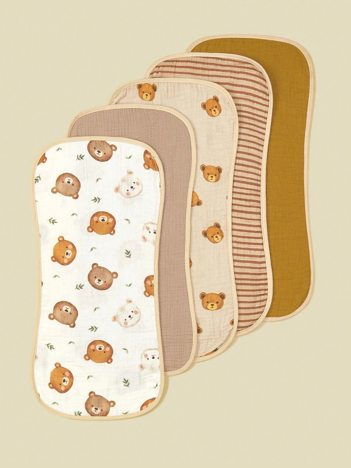 5pcs/Pack Soft Cotton Muslin Baby Bibs For Boys & Girls, Floral, Whale Design, Comfortable Multi-Use Burp Cloths