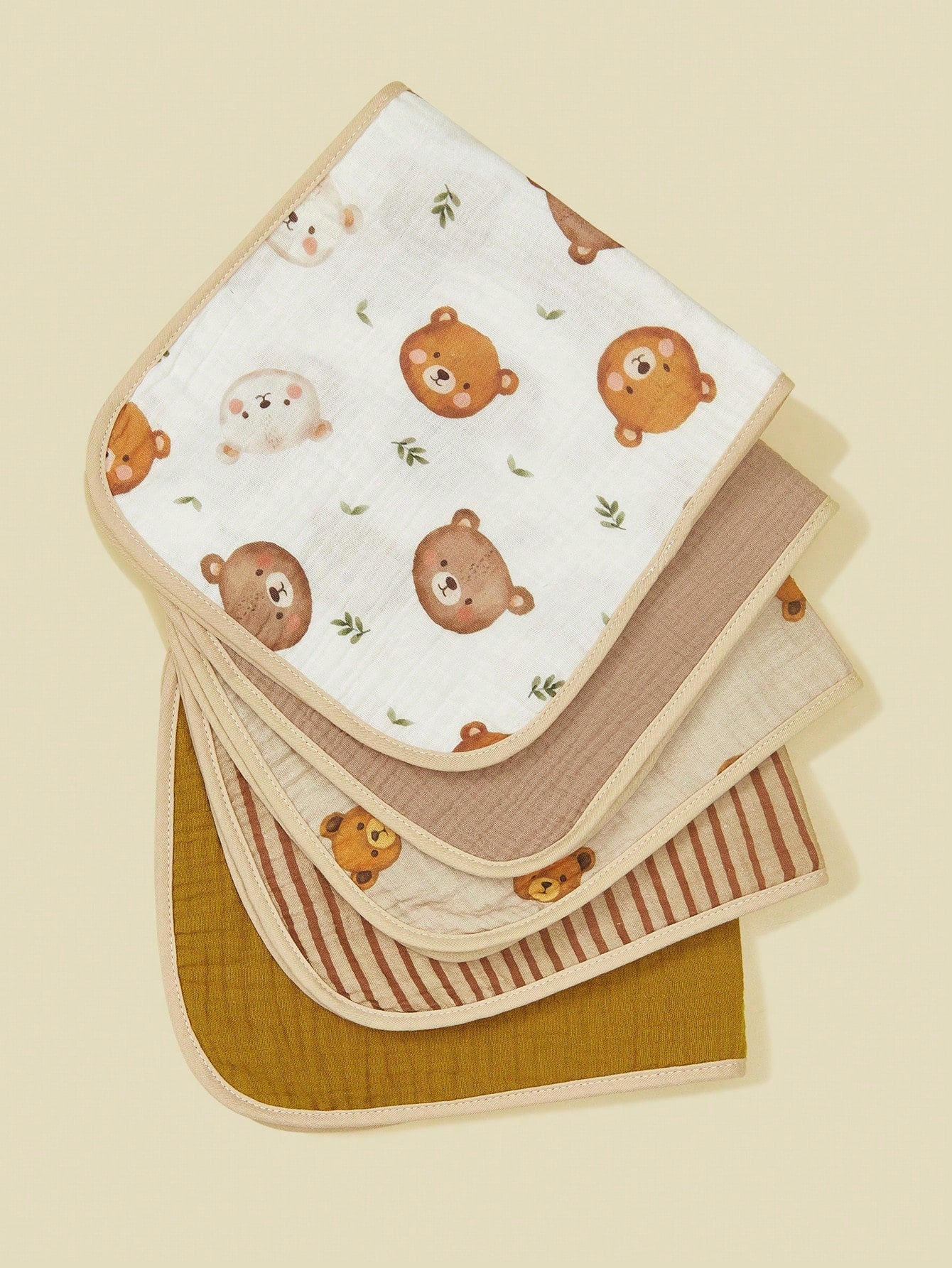 5pcs/Pack Soft Cotton Muslin Baby Bibs For Boys & Girls, Floral, Whale Design, Comfortable Multi-Use Burp Cloths