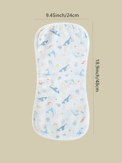 5pcs Set Floral, Whale Printed 100% Cotton Gauze Baby Bibs, Soft Gentle Burp Cloths For Infant Boys & Girls