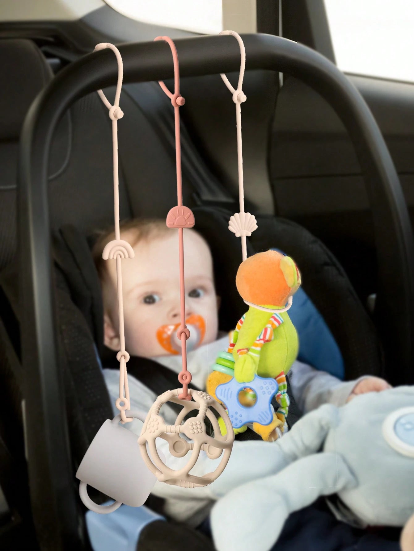 5pcs Soft Silicone Pacifier Clips, Baby Bottle Holders, Adjustable Teething Pacifier Clips, Pacifier Holders, Stroller Accessories
