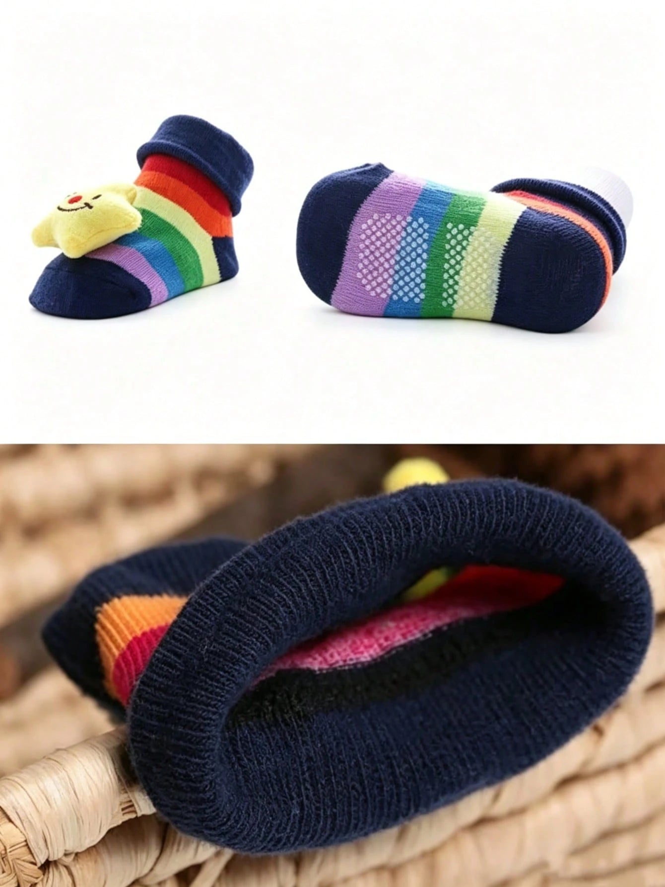 6/1 Pair Baby 3D Cartoon Animal Non Slip Ankle Socks, Panda Frog Bear Elephant Star Flower Doll Decor Striped Soft Newborn Infant Floor Funny Socks