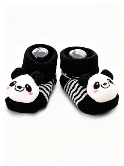 6/1 Pair Baby 3D Cartoon Animal Non Slip Ankle Socks, Panda Frog Bear Elephant Star Flower Doll Decor Striped Soft Newborn Infant Floor Funny Socks