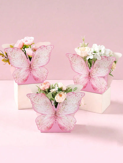 6/12pcs Pink & Purple Butterfly Boxes, Cute Butterfly Center Decor, Wedding Table Centerpiece, Butterfly Theme Birthday Decor, Birthday Gift Boxes, Bachelorette Party Decor, Baby Shower Supplies, Gend