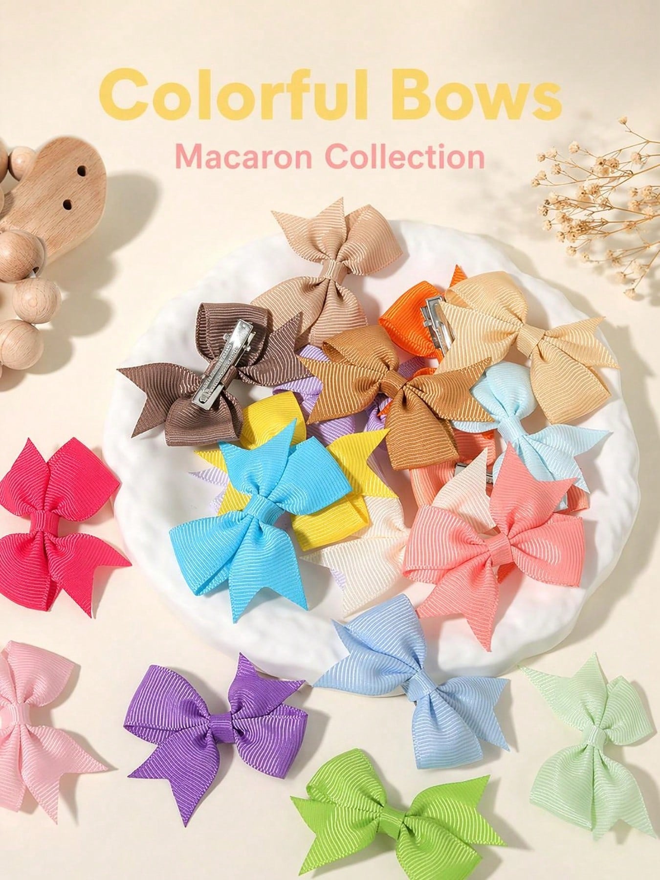6/20/40/60pcs Rainbow Color 3D Cute Bow Hair Clips, Seamless Hair Accessories For Girls, Suitable For Daily Wear, Party, Photo Shoot