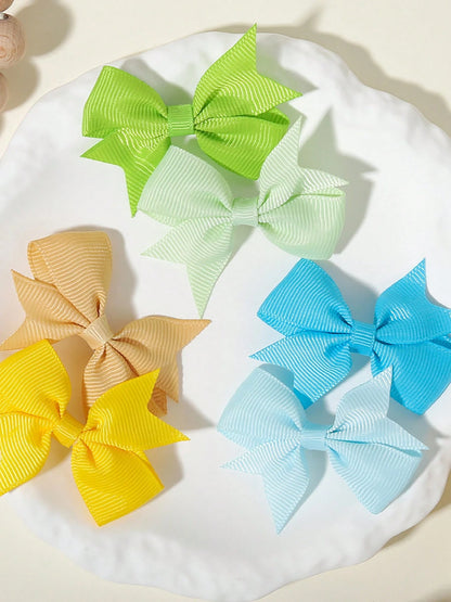 6/20/40/60pcs Rainbow Color 3D Cute Bow Hair Clips, Seamless Hair Accessories For Girls, Suitable For Daily Wear, Party, Photo Shoot