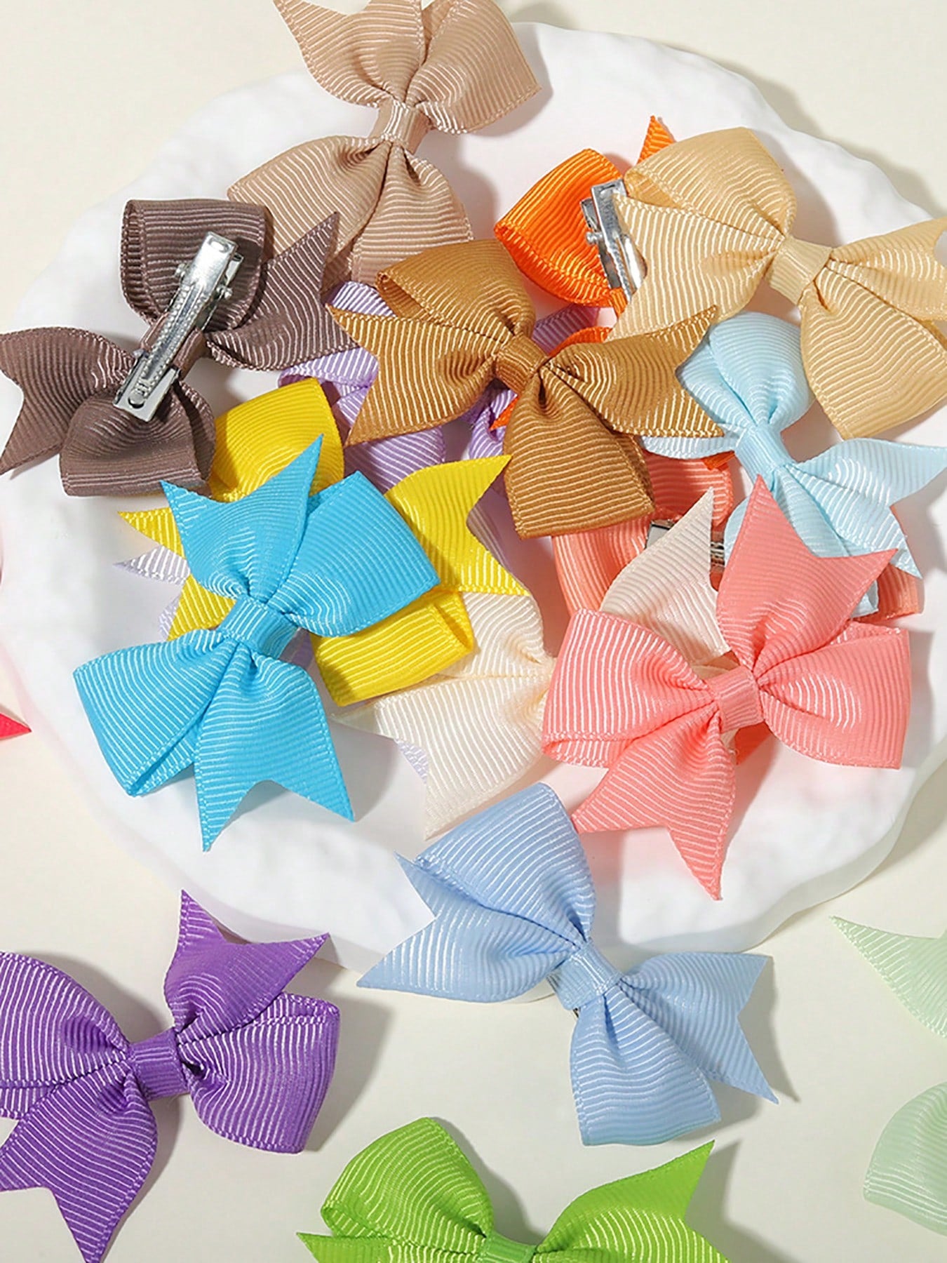 6/20/40/60pcs Rainbow Color 3D Cute Bow Hair Clips, Seamless Hair Accessories For Girls, Suitable For Daily Wear, Party, Photo Shoot
