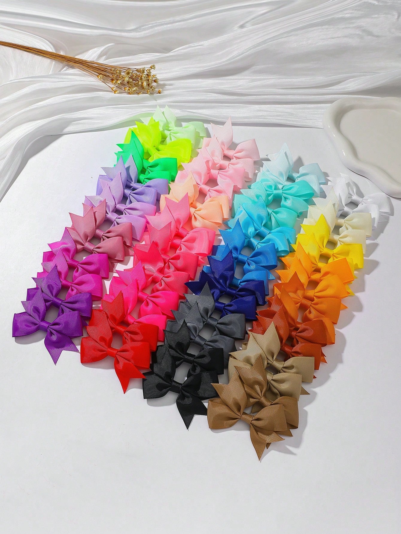 6/20/40/60pcs Rainbow Color 3D Cute Bow Hair Clips, Seamless Hair Accessories For Girls, Suitable For Daily Wear, Party, Photo Shoot