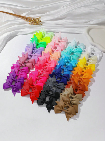 6/20/40/60pcs Rainbow Color 3D Cute Bow Hair Clips, Seamless Hair Accessories For Girls, Suitable For Daily Wear, Party, Photo Shoot