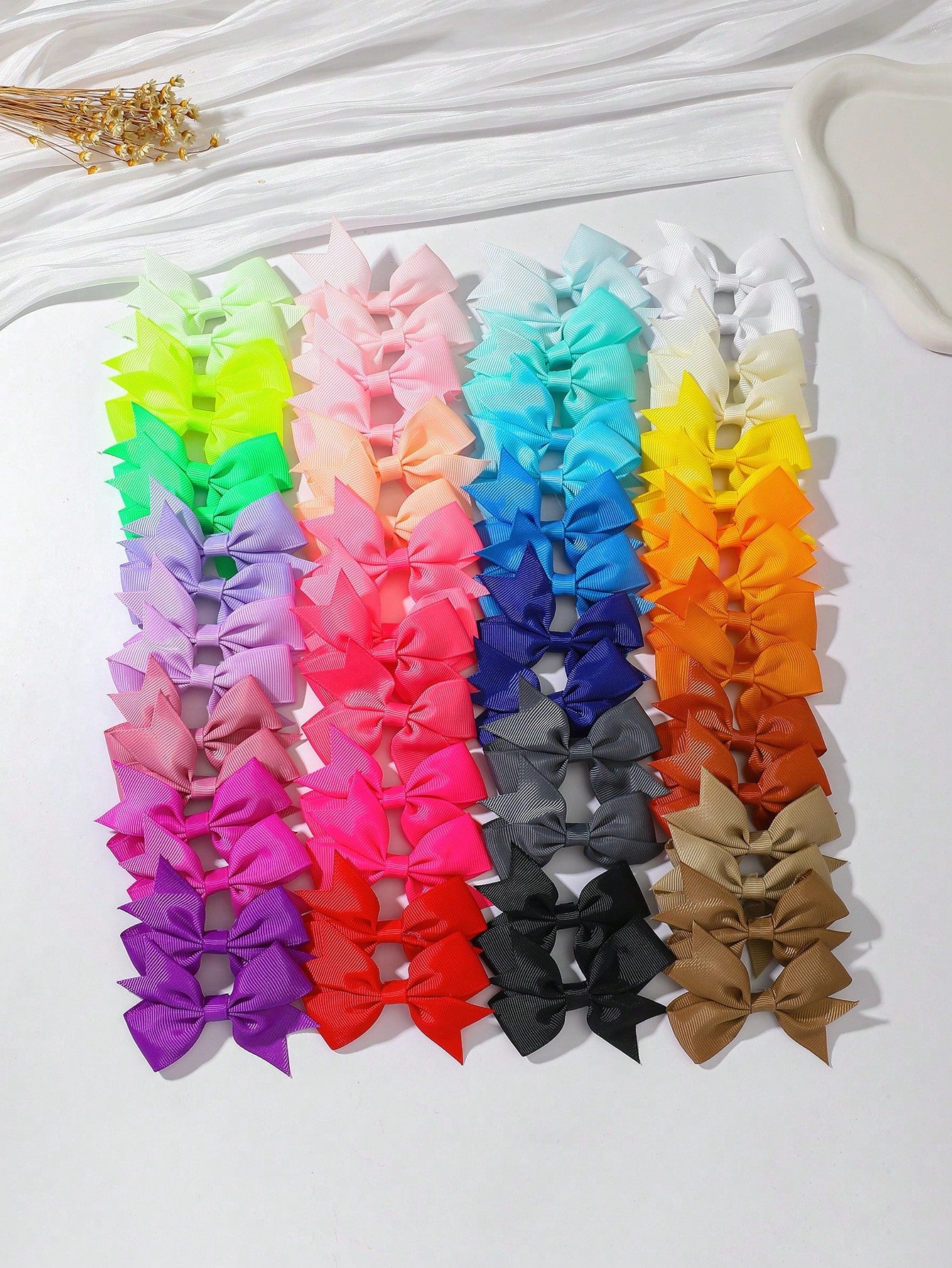 6/20/40/60pcs Rainbow Color 3D Cute Bow Hair Clips, Seamless Hair Accessories For Girls, Suitable For Daily Wear, Party, Photo Shoot