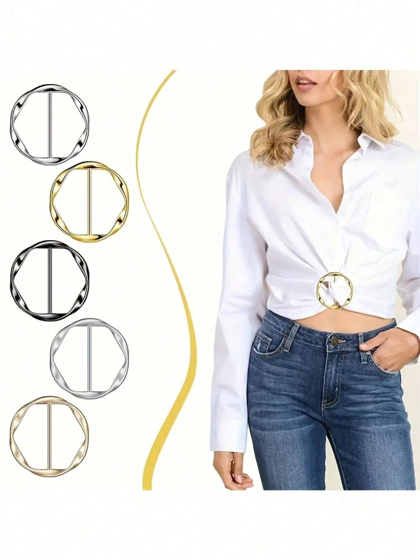 6/5/1pc Multi-Functional Alloy Buckle Set- Versatile, Mix & Match, Adjustable Length, Knotting, Suitable For Belts, Waistbands And T-Shirts, Casual Style Fabric DIY Crafts, Back To School, Room Decor