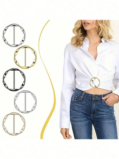 6/5/1pc Multi-Functional Alloy Buckle Set- Versatile, Mix & Match, Adjustable Length, Knotting, Suitable For Belts, Waistbands And T-Shirts, Casual Style Fabric DIY Crafts, Back To School, Room Decor