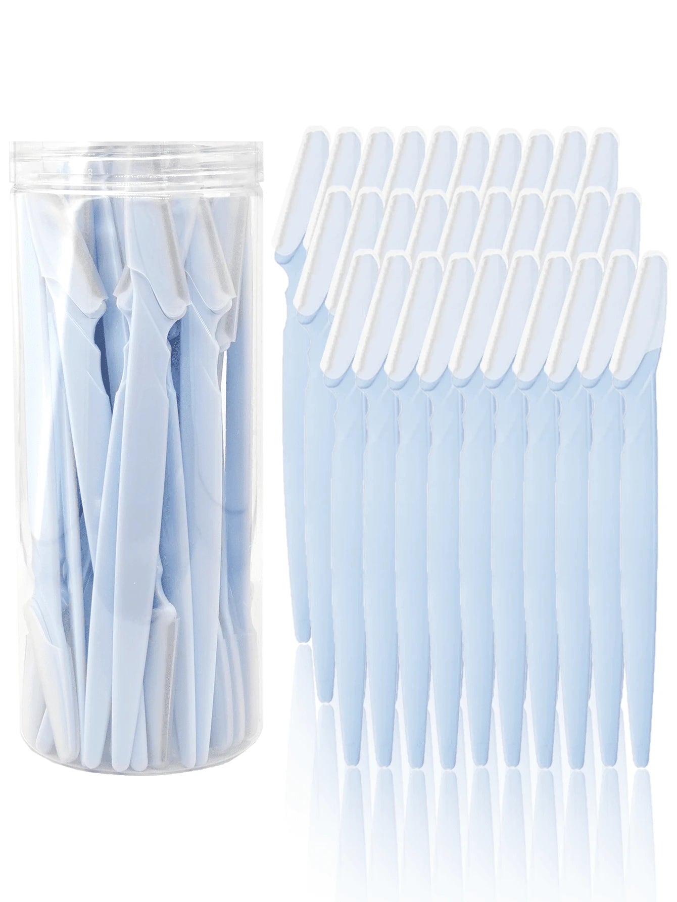 60/30/12/6/3/1pc Light Blue Set, Eyebrow Trimmer, Exfoliating Shaver, Body Hair Removal Trimmer And Facial Trimmer, Women's Eyebrow Shaping Tool, Suitable For Daily Use Or Travel, Gift, Affordable Goo