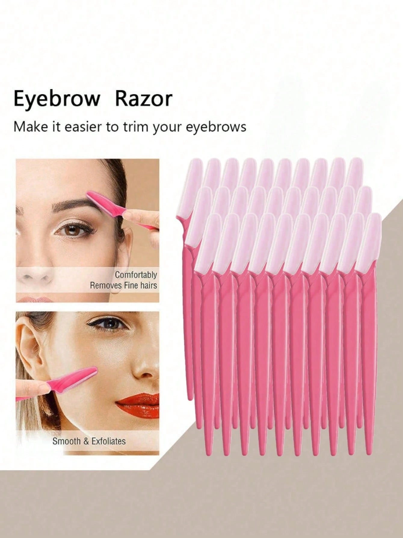 60 Piece Rose Red Eyebrow Trimmer Set, Eyebrow Trimmer/Shaver, Exfoliating Shaving Tool, Body Hair Trimmer And Facial And Eyebrow Shaver Set, Long Handled Blade With Precise Protective Cover, Women'S