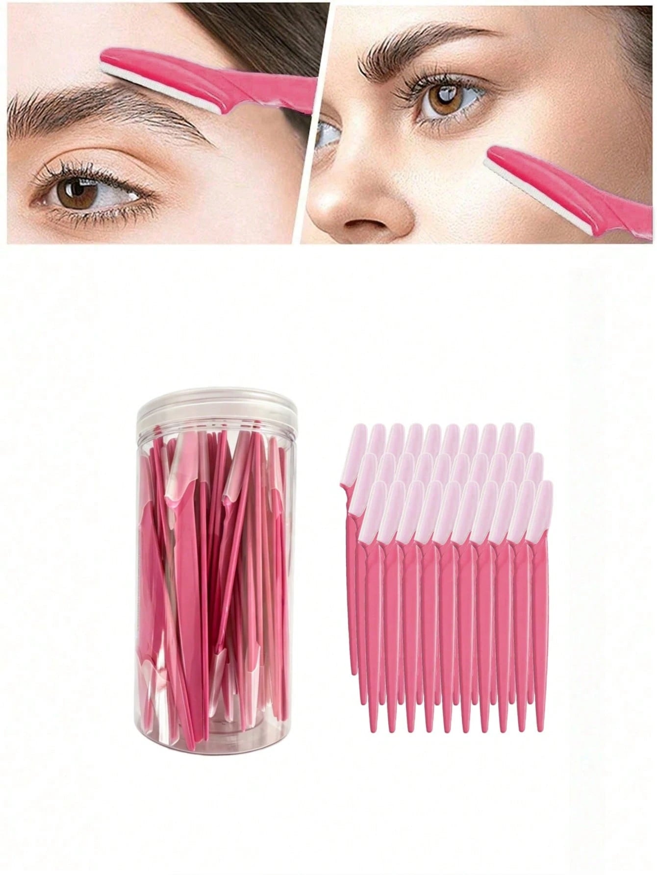 60 Piece Rose Red Eyebrow Trimmer Set, Eyebrow Trimmer/Shaver, Exfoliating Shaving Tool, Body Hair Trimmer And Facial And Eyebrow Shaver Set, Long Handled Blade With Precise Protective Cover, Women'S