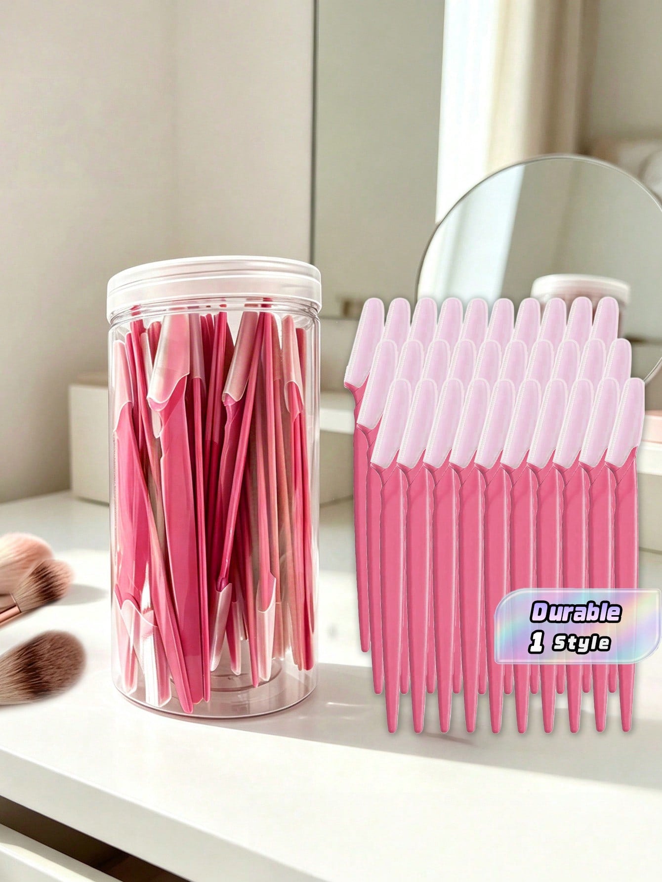 60 Piece Rose Red Eyebrow Trimmer Set, Eyebrow Trimmer/Shaver, Exfoliating Shaving Tool, Body Hair Trimmer And Facial And Eyebrow Shaver Set, Long Handled Blade With Precise Protective Cover, Women'S