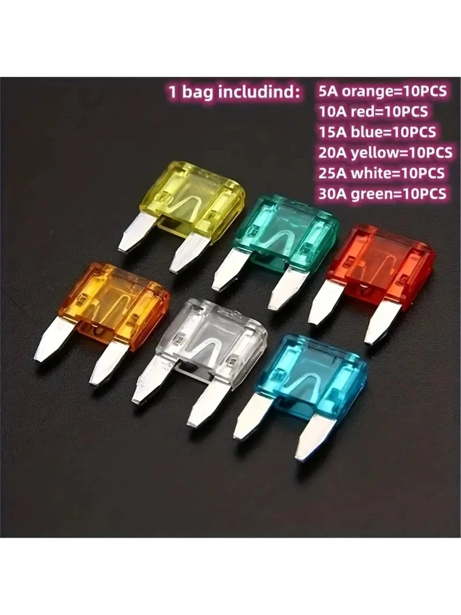 60PCS Bagged 5-30A Small Size Car Fuse Set