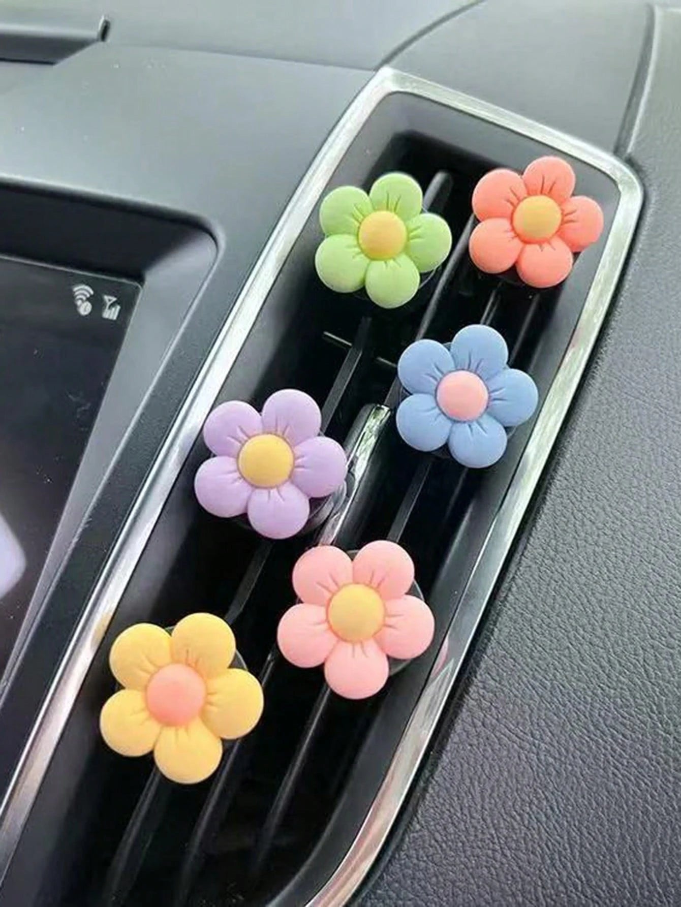 6pcs Cute Flower Decor Car Air Vent Clip-On Accessories