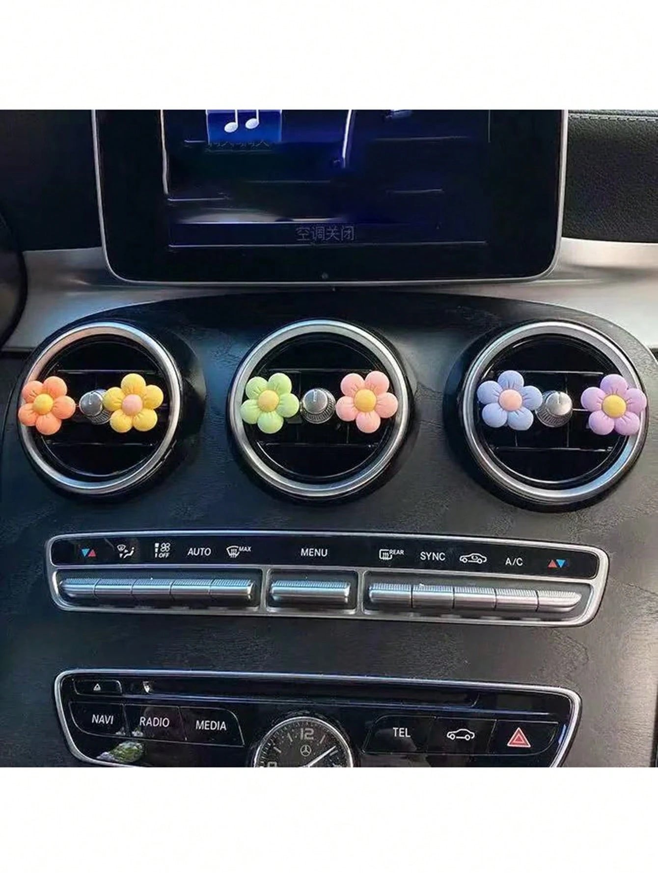 6pcs Cute Flower Decor Car Air Vent Clip-On Accessories