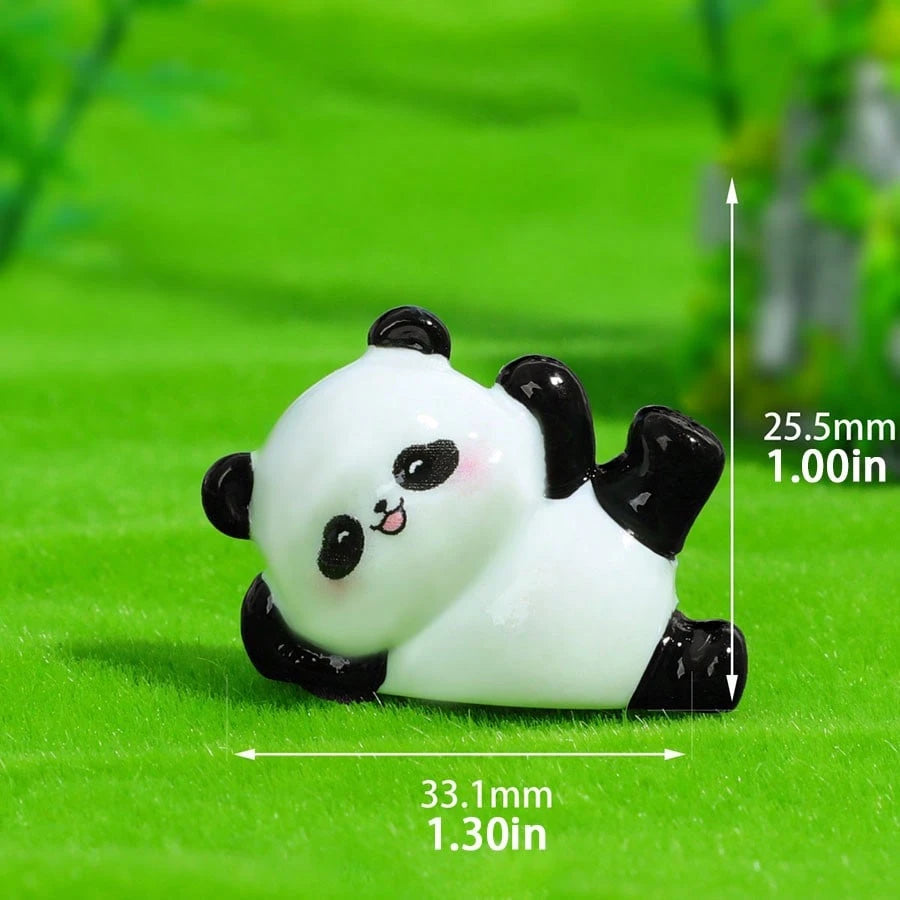 6pcs Cute Mini Panda Figurines, Creative Micro Landscape Decor, Car Interior Ornament, DIY Decoration Accessories