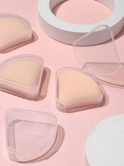 6pcs Portable Triangle Shape Makeup Sponge Holders, Transparent Breathable Plastic Makeup Case For Travel, Outdoor, Dustproof, Makeup Essentials,Makeup,Cheap,Room Decor,Vanity,Travel,Bedroom,Makeup Ac
