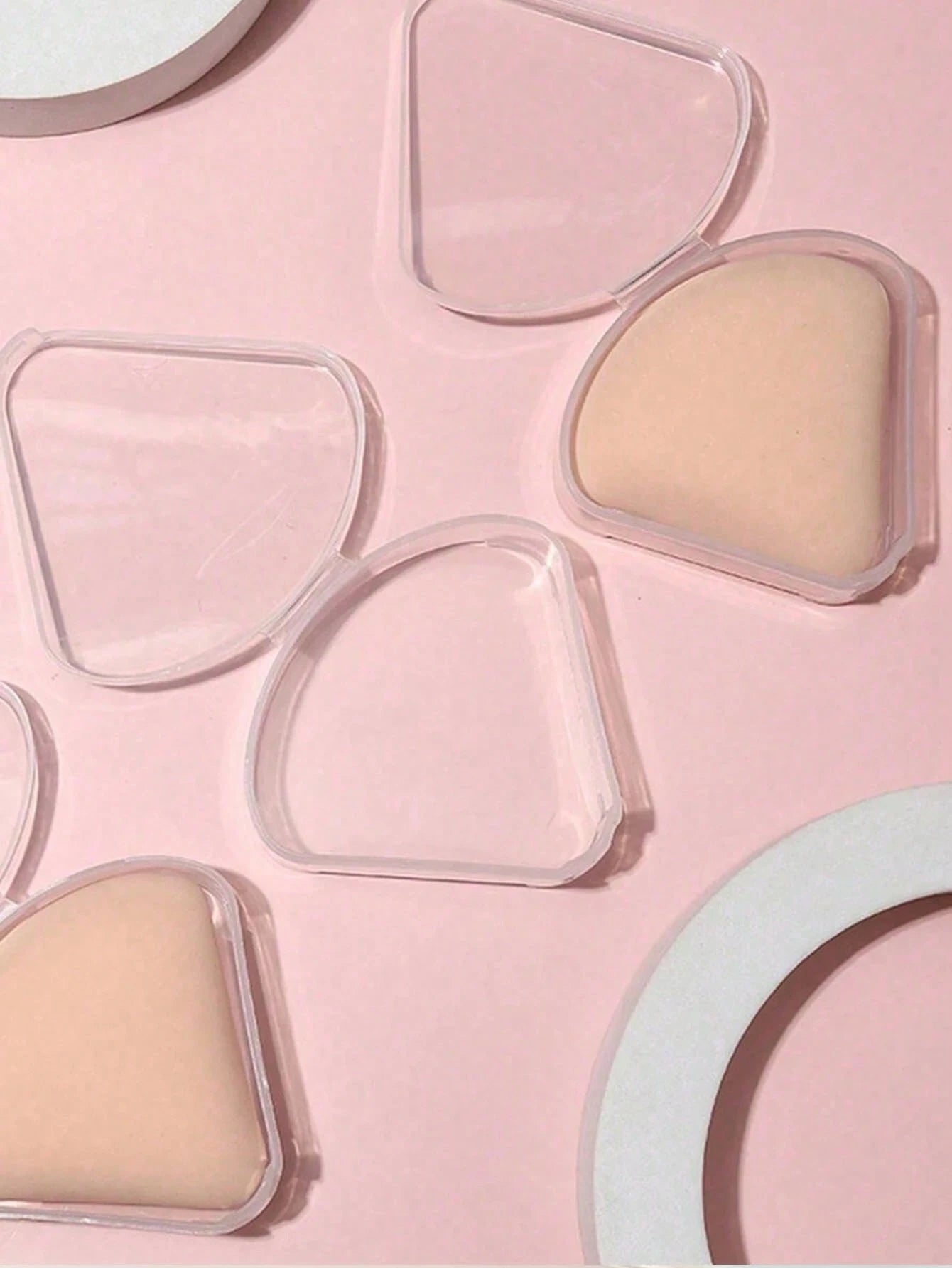 6pcs Portable Triangle Shape Makeup Sponge Holders, Transparent Breathable Plastic Makeup Case For Travel, Outdoor, Dustproof, Makeup Essentials,Makeup,Cheap,Room Decor,Vanity,Travel,Bedroom,Makeup Ac