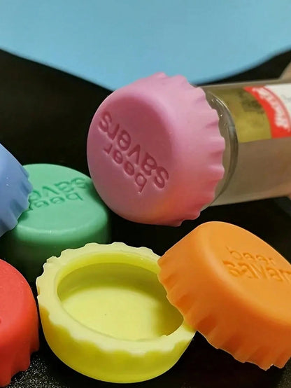 6pcs/Set Reusable Silicone Bottle Cap, Sealed Beer Lid, Kitchen Vinegar Soy Sauce Bottle, Soda Cola Wine Preservation Lid, Reusable Practical Colorful Wine Stopper For Wine Beer Beverage Bottle, Food